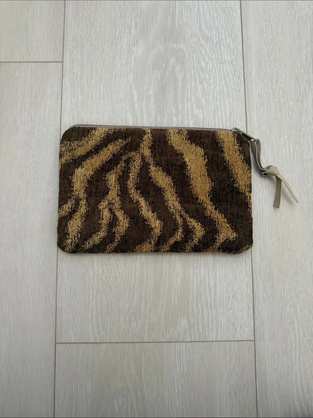 Zebra-Pattern Brown Cosmetic Pouch